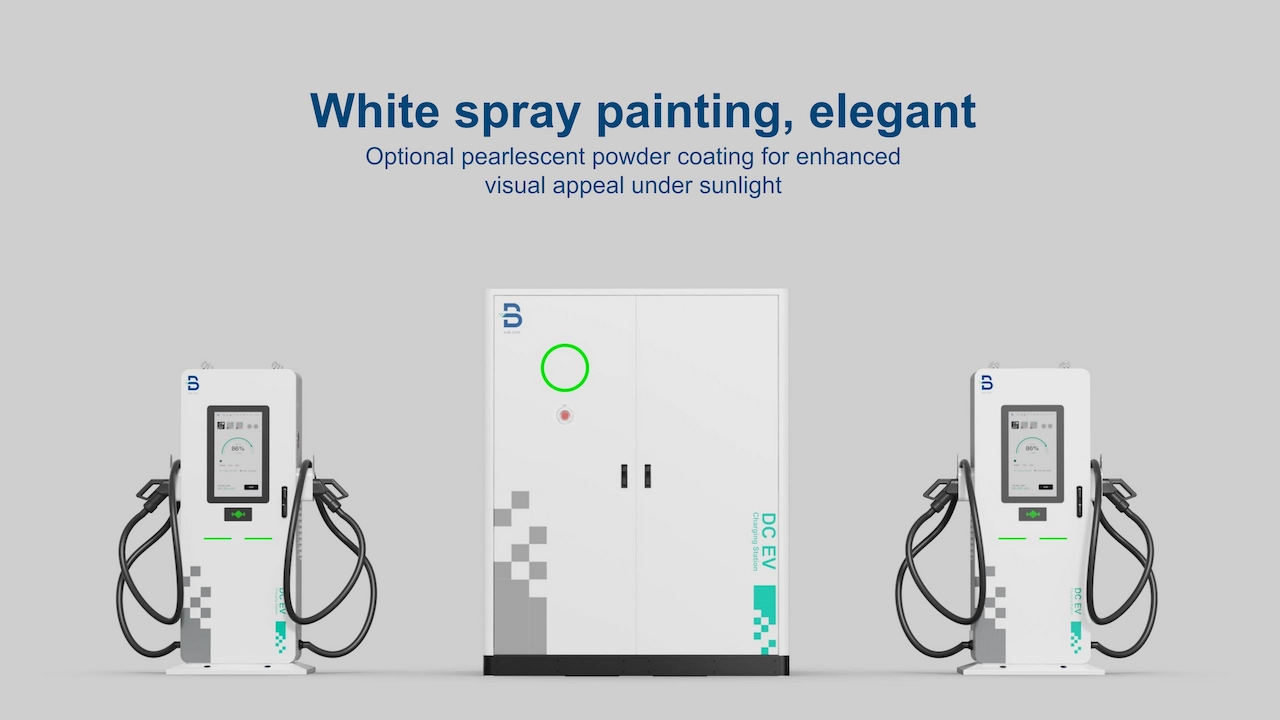 white spray painting of evb liquid cooling split dc ev charger