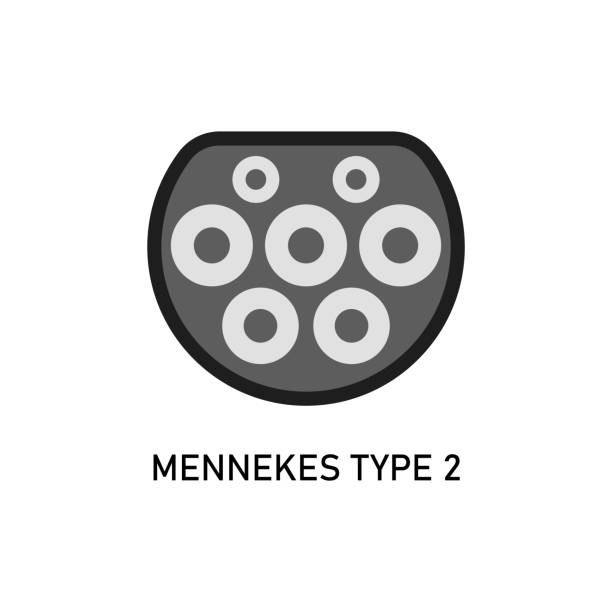 electric car charging plug type 2 mennekes europe. vector illustration.